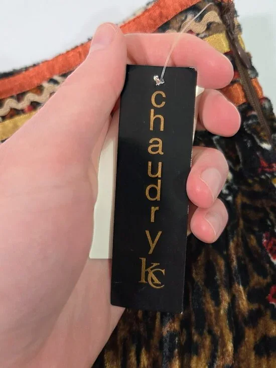 Vtg NWT Velvet Maxi Skirt M Animal Print Paisley Whimsigoth Fairy Grunge Y2K 90s - Picture 5 of 7